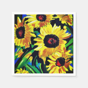 Custom Painted Sunflowers Paper Napkin