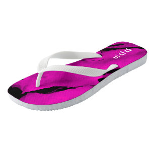 Custom Pair of Flip Flops Brushed Pink Black 