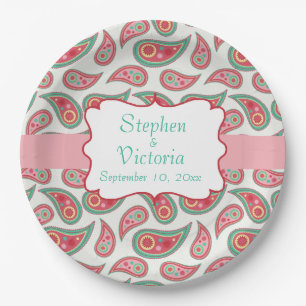 Custom Paisley Monogram Wedding Paper Plates