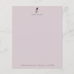 Custom Pale Lilac Hummingbird Stationery Paper