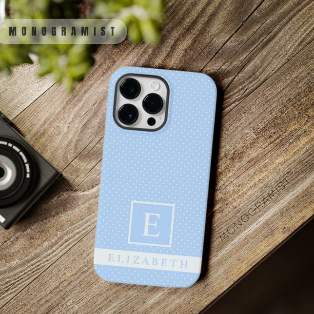 Custom Pale Sky Blue White Polka Dot Design Case-Mate iPhone Case (Custom Pale Sky Blue White Polka Dot Design Case-Mate iPhone Case)