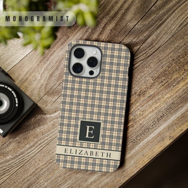 Custom Pale Yellow Beige Black Chequered Pattern iPhone Case (Custom Pale Yellow Beige Black Checkered Pattern iPhone Case
)