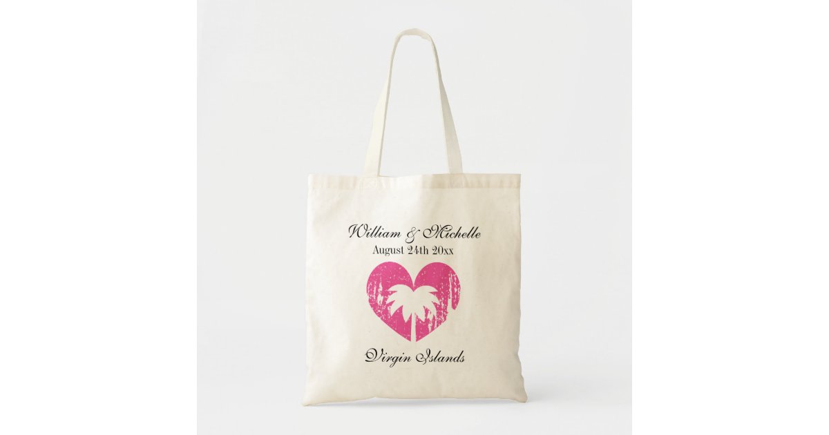 Custom Palm Destination Beach Wedding Tote Bags Zazzle Co Uk