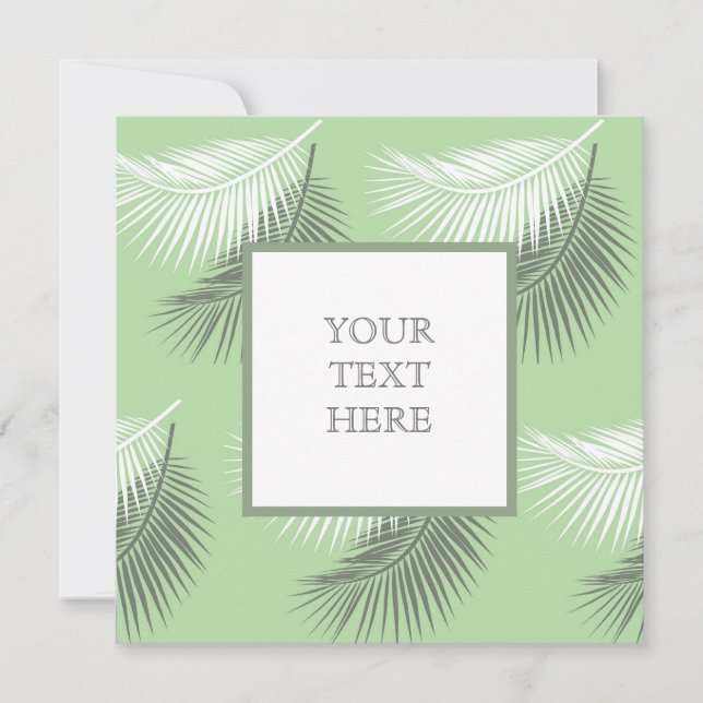 Custom Palm Leaf Greeting Card – Modern Sage Green (Front)