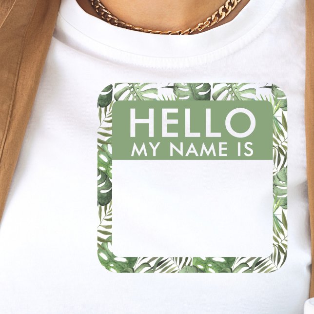 Custom Palm Leaf Hello My Name Is Stickers (Creator Uploaded)