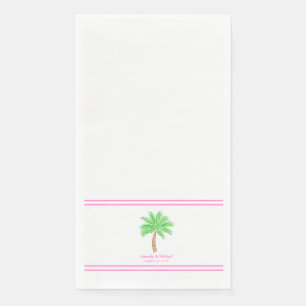 Custom Palm Tree Wedding / Names & Wedding Date Napkin