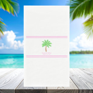 Custom Palm Tree Wedding / Names & Wedding Date Napkin