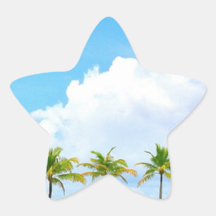 Custom Palms Blue Sky Clouds Blank Template Star Sticker