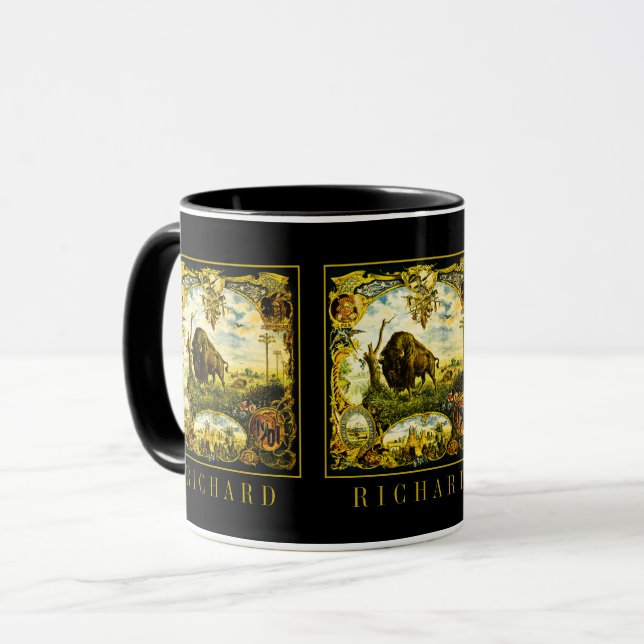 Custom Pan Am Expo Bison Buffalo Native American Mug (Front Left)