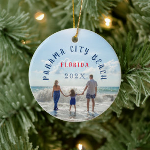 Custom Panama City Beach Florida Travel Souvenir Ceramic Tree Decoration