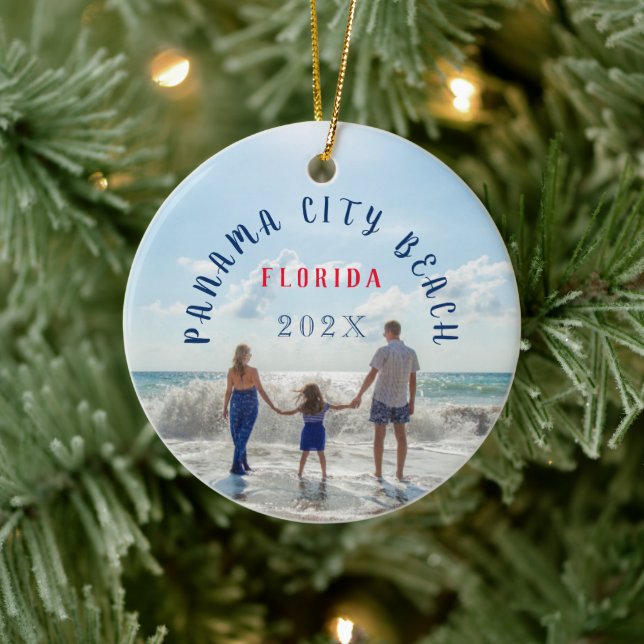 Custom Panama City Beach Florida Travel Souvenir  Ceramic Tree Decoration (Tree)