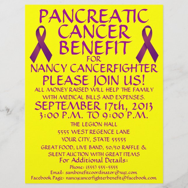 Custom Pancreatic Cancer Benefit Ribbon Flyer (Front)
