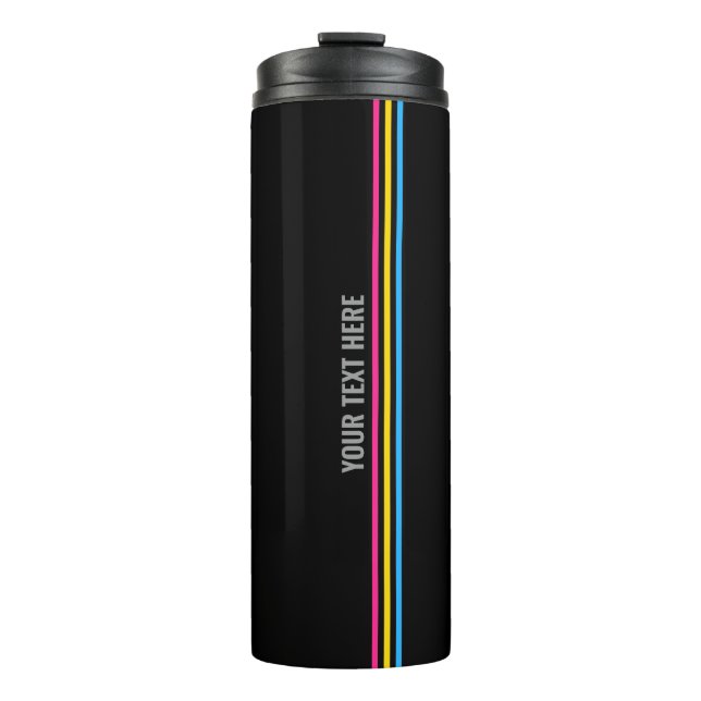 Custom Pansexual Flag Colour Stripes LGBT Thermal Tumbler (Front)
