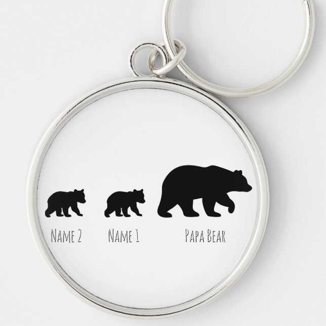 Custom Papa Bear Baby Bear Name Key Ring (Front)