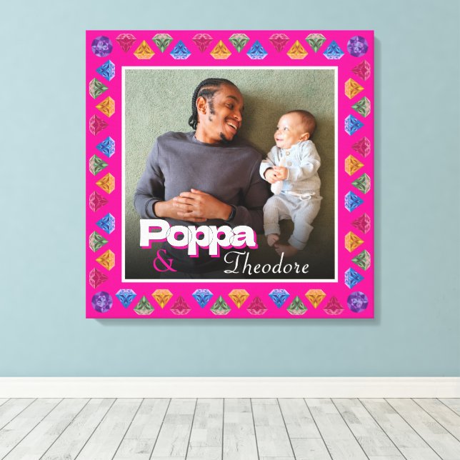 Custom Papa & Me Photo Keepsake – Personalised  Canvas Print (Insitu(Wood Floor))