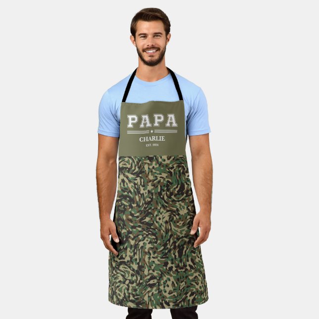 Custom Papa Name Father's Day Personalised Gift Apron (Worn)