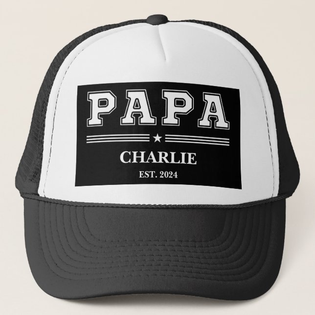 Custom Papa Name Father's Day Personalised Gift Trucker Hat (Front)