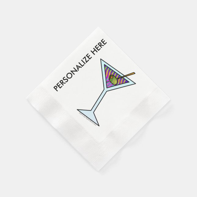 CUSTOM PAPER COCKTAIL NAPKINS - MARTINI DESIGN (Corner)