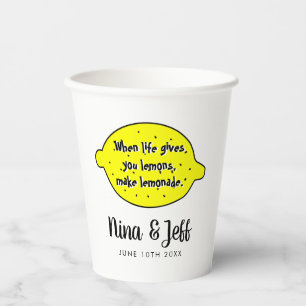 Custom paper cups for lemonade stand at wedding