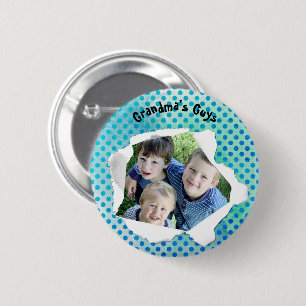 Custom Paper Hole Photo Blue Dots Template 6 Cm Round Badge