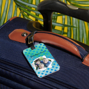 Custom Paper Hole Photo Blue Dots Template Luggage Tag