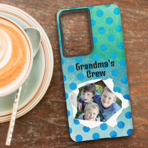 Custom Paper Hole Photo Blue Dots Template Samsung Galaxy Case