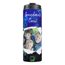 Custom Paper Hole Photo Bubbles On Blue Template