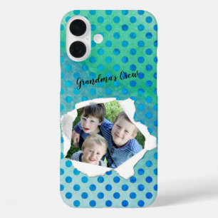 Custom Paper Hole Photo Polka Dot Template iPhone 16 Plus Case