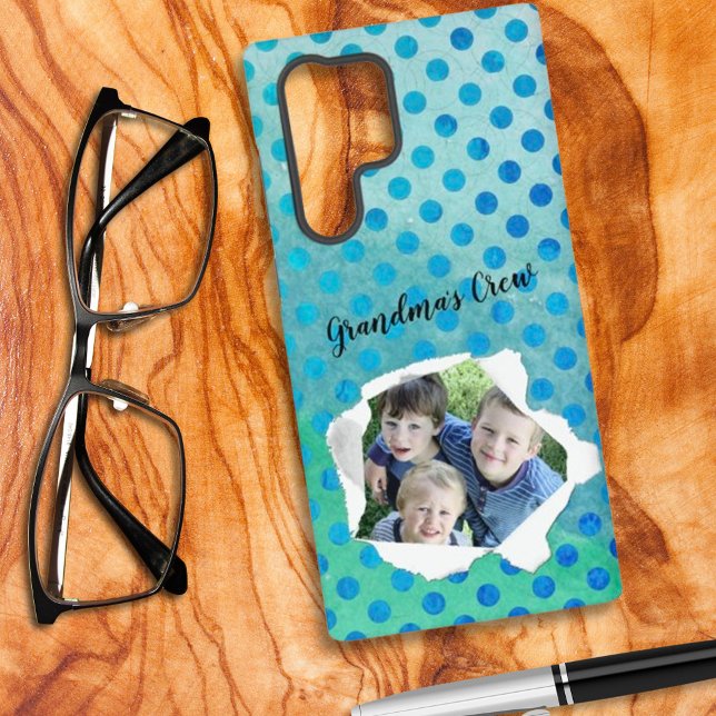 Custom Paper Hole Photo Polka Dot Template Samsung Galaxy S22 Ultra Case (Personalize this phone case with a special photo as a special gift idea. )