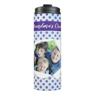 Custom Paper Hole Photo Purple Polka Dot Template  Thermal Tumbler
