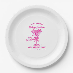 Custom Paper Plate 60th Birthday Pink Martini
