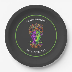 Custom Paper Plates Neon Halloween Frankenstein