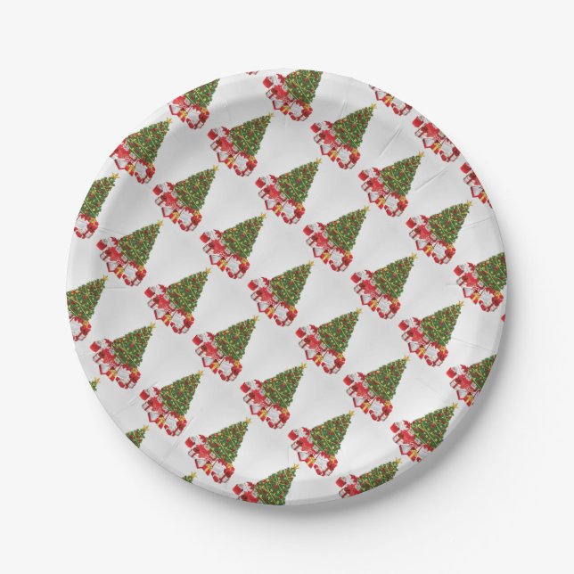 Custom Paper Plates with Christmas trees (Front)
