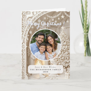 Custom papercut photo vintage Christmas Card