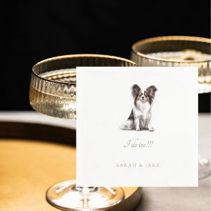 Custom Papillon Pet Wedding Napkin