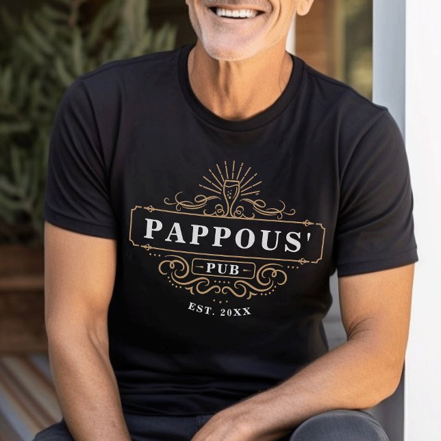 Custom Pappous' Pub Home Bar Year Established T-Shirt (Creator Uploaded)