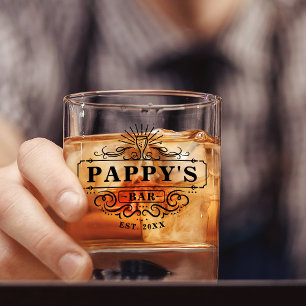 Custom Pappy's Bar Year Established Glass
