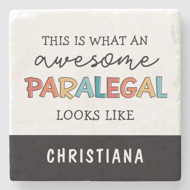 Custom Paralegal Awesome Legal Assistant Funny Stone Coaster (Front)