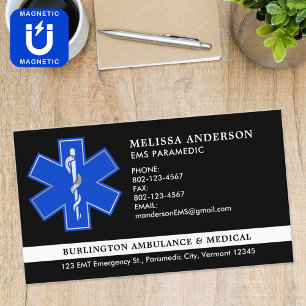 Custom Paramedic EMS Ambulance Service Emblem Logo Magnetic Business Card