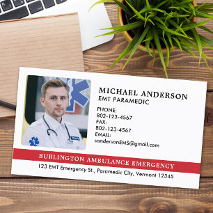 Custom Paramedic EMS EMT Emergency Medical Photo Business Card