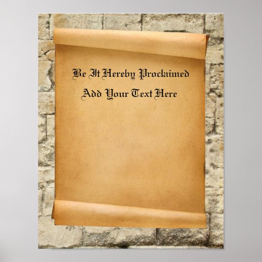 Custom Parchment Scroll Proclamation Poster | Zazzle.co.uk