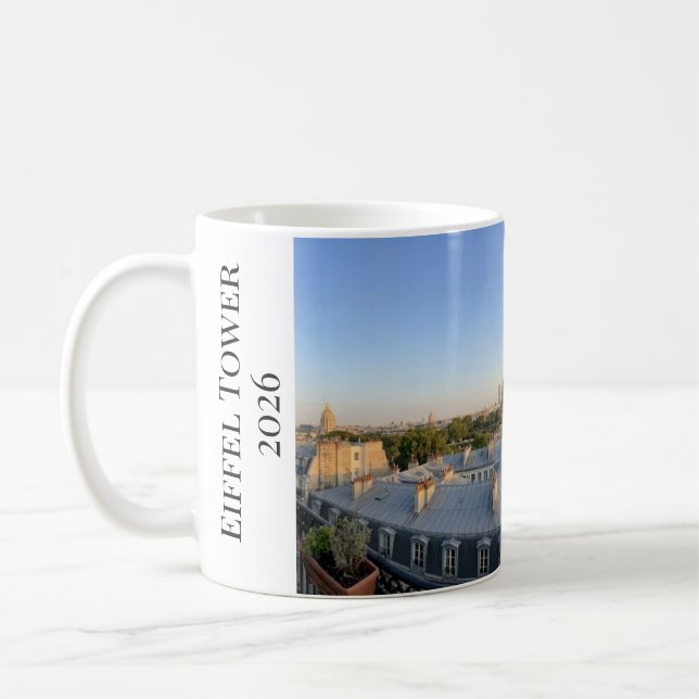 Custom Paris Panoramic Skyline View Eiffel Tower Coffee Mug (Left)