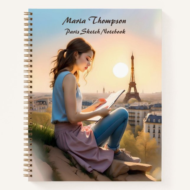Custom Paris Sketch Travel Notebook Journal Diary (Front)