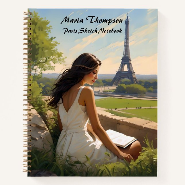 Custom Paris Sketch Travel Notebook Journal Diary (Front)