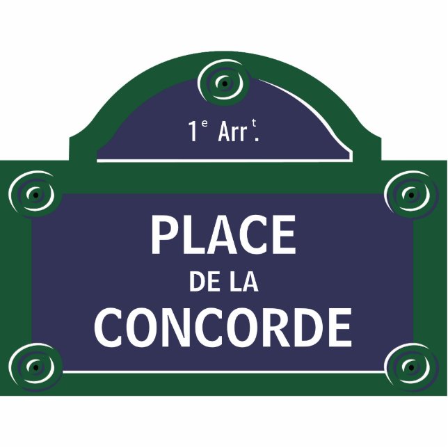 Custom Paris Street Sign Concorde Photo Sculpture Magnet (Front)