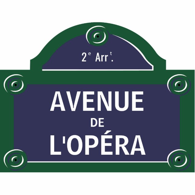 Custom Paris Street Sign Opera Photo Sculpture Magnet (Front)