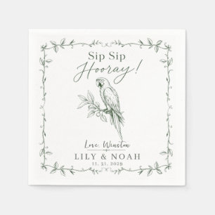 Custom Parrot Wedding Tropical Bird Vintage Sketch Napkin