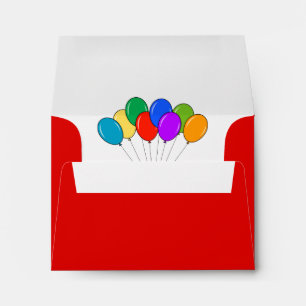 Custom party balloons lined Birthday envelopes