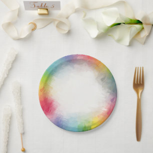 Custom Party Birthday Rainbow Colours Round Paper Plate