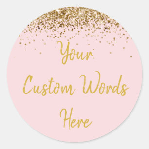 Custom Party Favour Birthday Blush Pink and Gold Classic Round Sticker